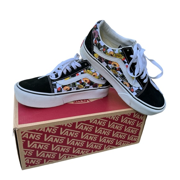 VANS Old Skool Plat Poppy Checkerboard - Picture 1 of 5